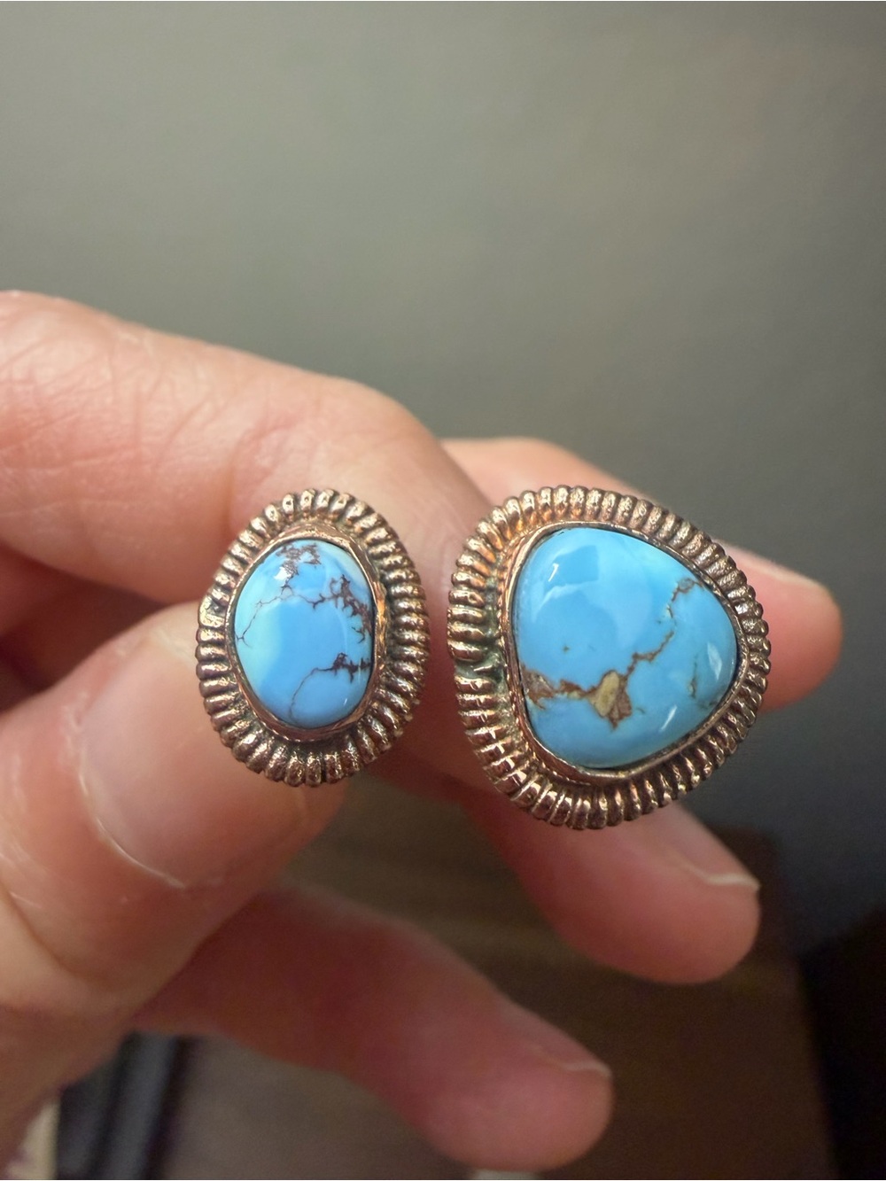 Genuine Golden Hills Turquoise Bypass Copper Ring